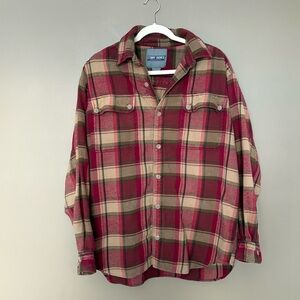 Vintage Stormy Kromer Flannel Red Tan Button Down Large
